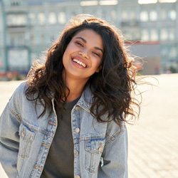 Teen smiles